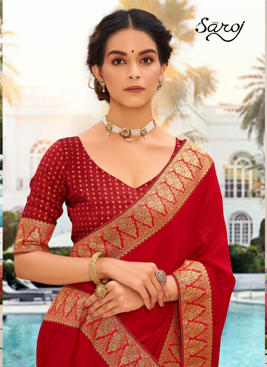Saroj Ishita Festive Wear Heavy Border Vichitra Silk Fancy Saree Collection
